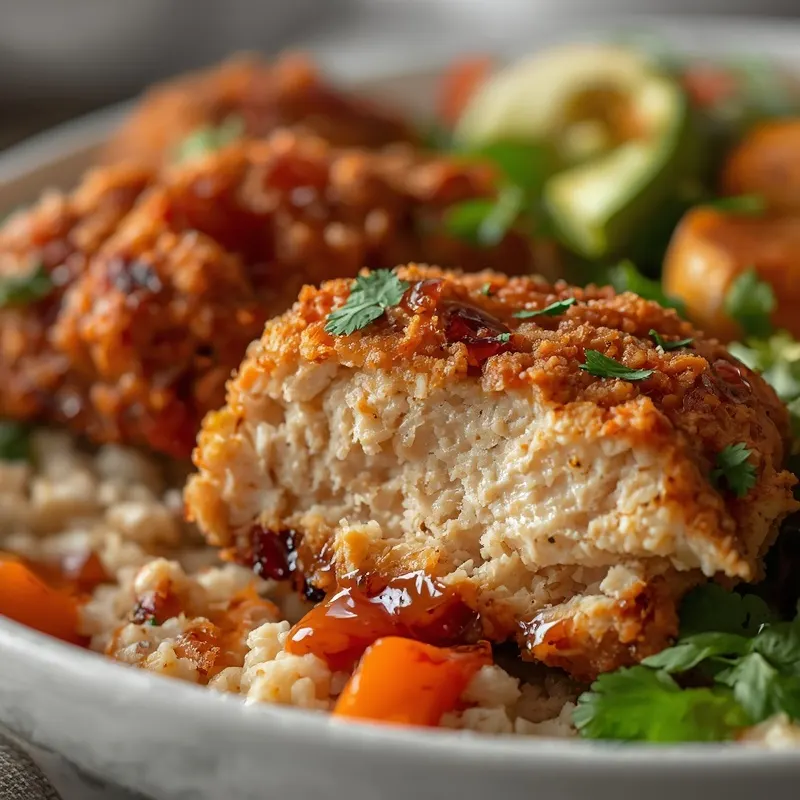 Crispy BBQ Chicken Ranch Bowl With Smoky Sauce Crispy BBQ Chicken Ranch Bowl With Smoky Sauce