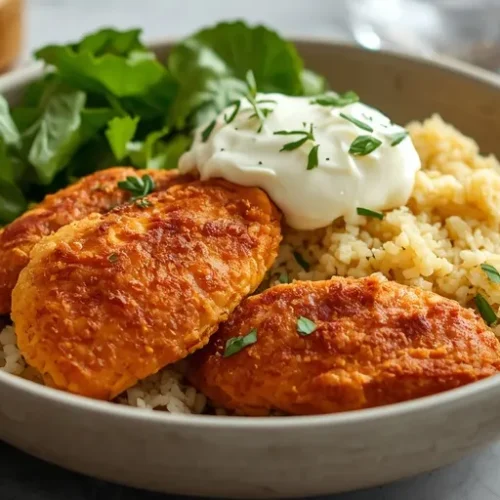 Crispy Cottage Cheese Chicken Bowl recipe