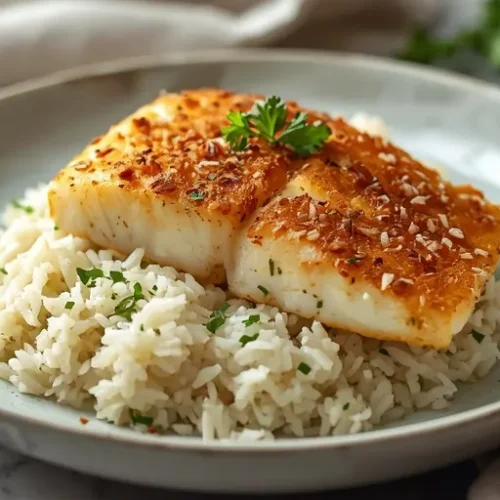 Crispy Herb Fish Rice Bowl recipe