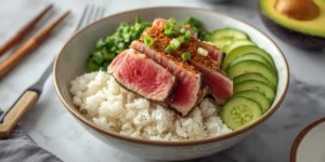 Crispy Tuna Rice Bowl With Crunchy Cucumbers
