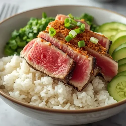 Crispy Tuna Rice Bowl recipe