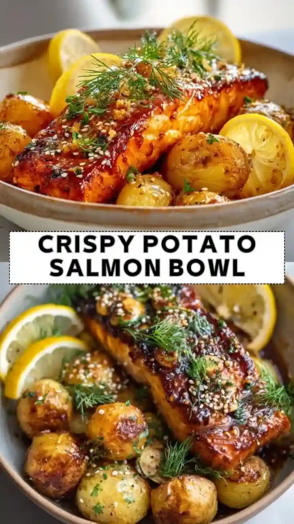 Crispy Potato Salmon Bowl Recipe with Roasted Potatoes Crispy Potato Salmon Bowl with Roasted Baby Potatoes and Lemon