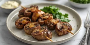 Garlic Butter Mushroom Steak Skewers With Buttery Mushrooms