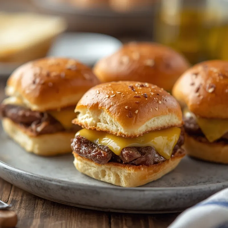 Garlic Butter Steak Melt Sliders With Toasted Buns Garlic Butter Steak Melt Sliders With Toasted Buns