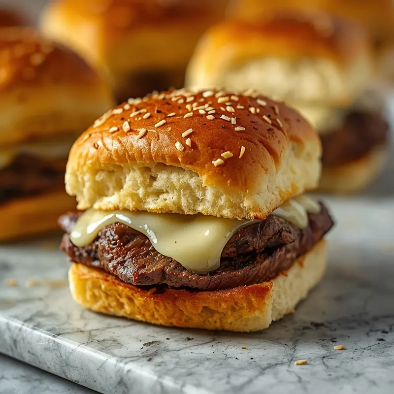 Garlic Butter Steak Melt Sliders With Toasted Buns Garlic Butter Steak Melt Sliders With Toasted Buns
