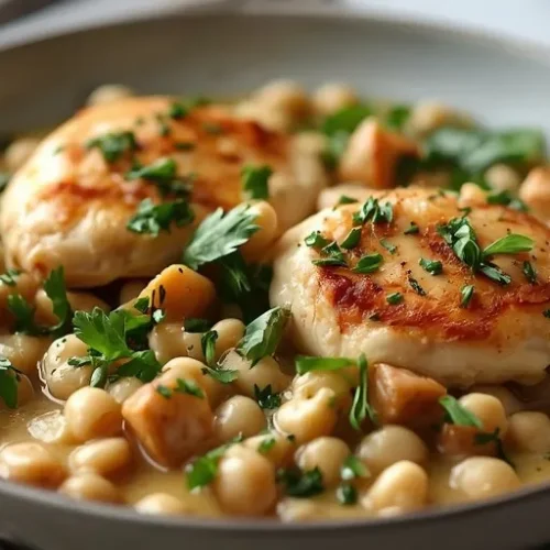 Garlic Herb Chicken White Bean Skillet recipe