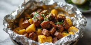 Garlic Herb Steak and Corn Foil Packets With Buttery Corn