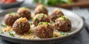 Garlic Parmesan Beef Meatball Bites With Parmesan Topping