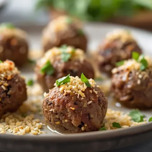 Garlic Parmesan Beef Meatball Bites recipe