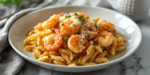 Garlic Parmesan Shrimp Orzo Skillet With Garlicky Orzo