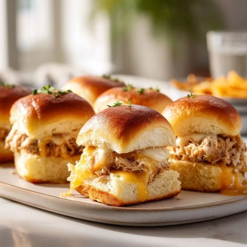 Golden Cheddar Tuna Sliders with Melted Cheese on Hawaiian Rolls