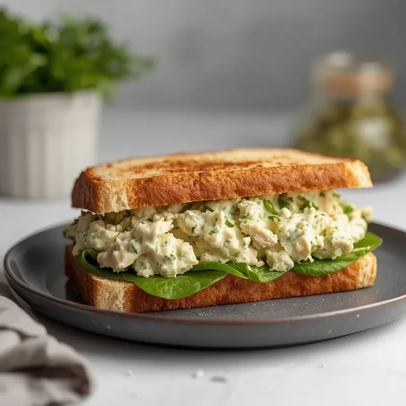 Green Herb Chicken Salad Sandwich With Creamy Herb Filling Green Herb Chicken Salad Sandwich With Creamy Herb Filling