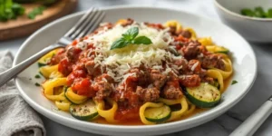 Ground Beef Zucchini Parmesan Skillet With Parmesan Top
