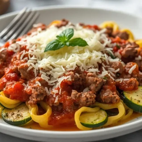 Ground Beef Zucchini Parmesan Skillet recipe