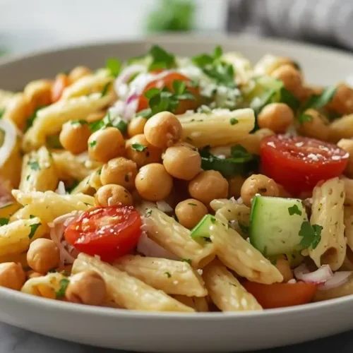 Herb Ranch Chickpea Pasta Salad recipe