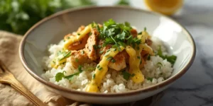 Herby Lemon Chicken Rice Bowl With Bright Herb Drizzle