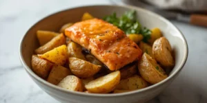 Honey Mustard Salmon Potato Bowl With Crispy Potatoes