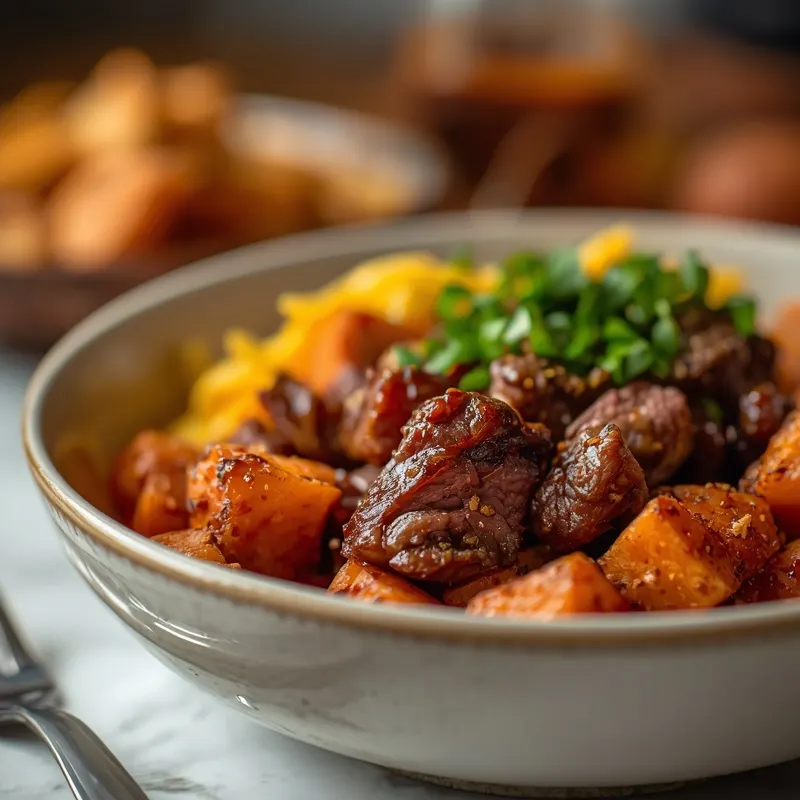 Hot Honey Beef Sweet Potato Bowl With Roasted Sweet Potatoes Hot Honey Beef Sweet Potato Bowl With Roasted Sweet Potatoes