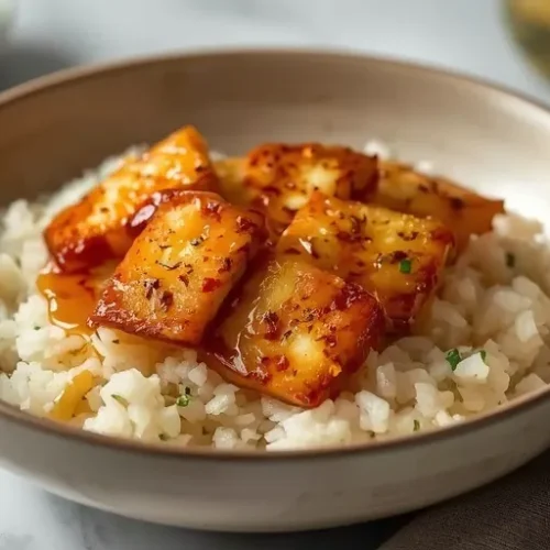 Hot Honey Halloumi Rice Bowl recipe