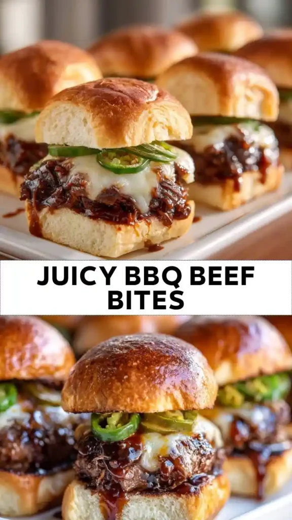 Juicy BBQ Beef Slider Bites with Melted Cheese and Jalapeños