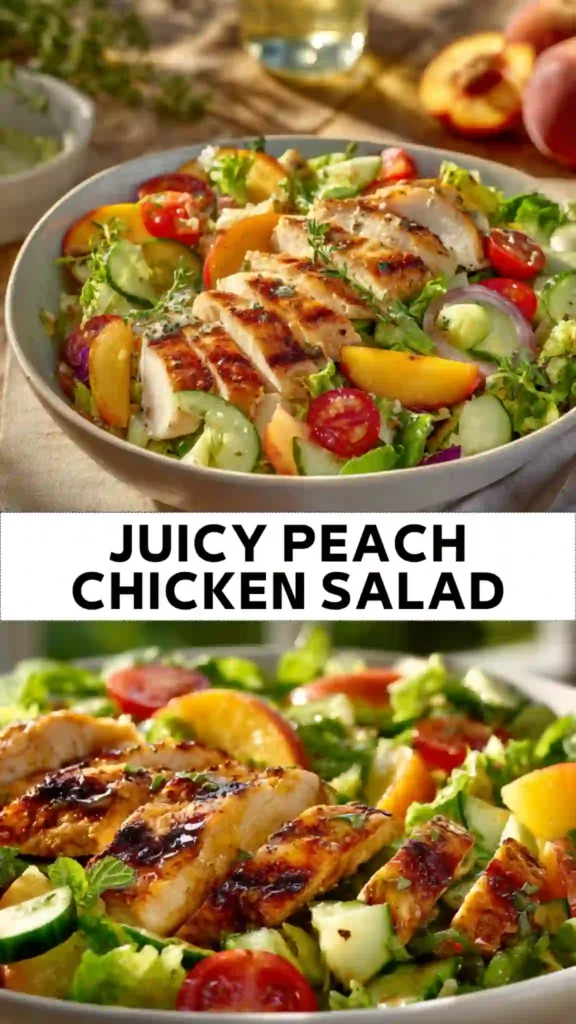 Juicy Peach Chicken Salad Recipe | Healthy Summer Chicken Salad Juicy Peach Chicken Salad with Grilled Chicken and Fresh Vegetables