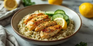 Bright Lemon Herb Chicken Cucumber Rice Bowl