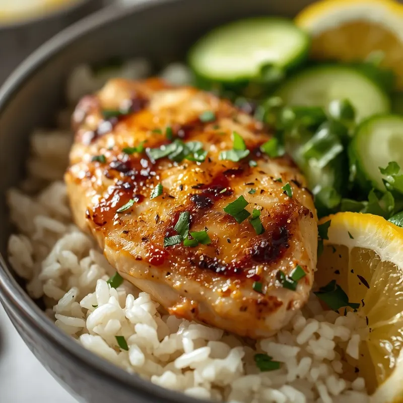 Bright Lemon Herb Chicken Cucumber Rice Bowl Bright Lemon Herb Chicken Cucumber Rice Bowl