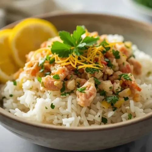Lemon Herb Tuna Rice Bowl recipe
