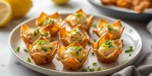 Lemon Pepper Chicken Wonton Cups With Creamy Filling