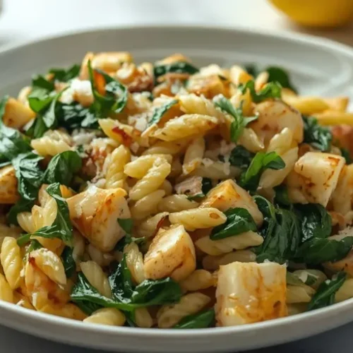 Lemon Spinach Chicken Orzo Skillet recipe