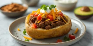 Loaded Taco Beef Potato Bowl With Crispy Potatoes