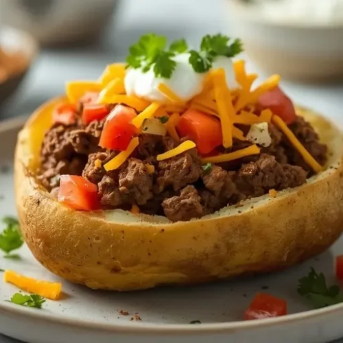 Loaded Taco Beef Potato Bowl recipe