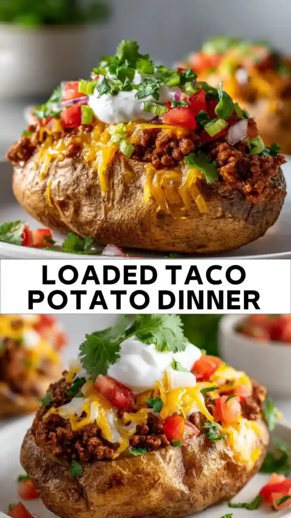 Loaded Taco Baked Potato with Ground Beef and Cheese