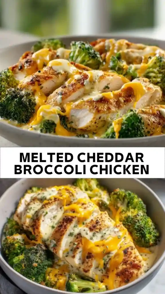 Melted Cheddar Broccoli Chicken with Creamy Cheese Sauce