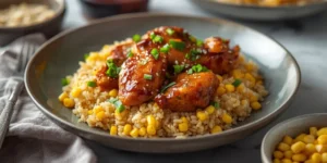One-Pan Sticky Chicken and Corn Rice With Sticky Chicken Glaze