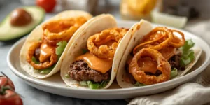 Onion Ring Smash Burger Tacos With Crispy Burger Edges