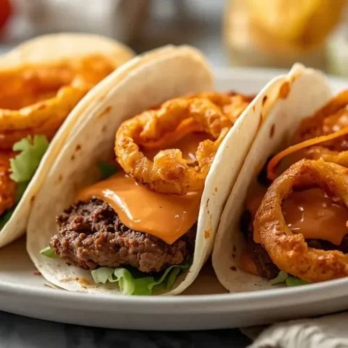 Onion Ring Smash Burger Tacos recipe