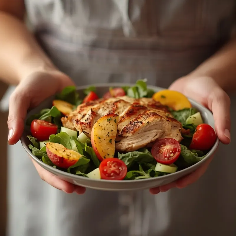 Peach Chicken Chopped Salad With Fresh Peach Slices Peach Chicken Chopped Salad With Fresh Peach Slices
