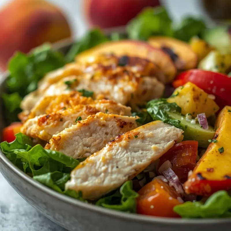 Peach Chicken Chopped Salad With Fresh Peach Slices Peach Chicken Chopped Salad With Fresh Peach Slices