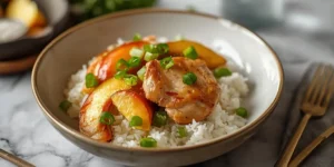 Peach Jalapeño Chicken Rice Bowl With Jalapeño Chicken