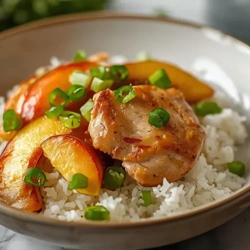 Peach Jalapeño Chicken Rice Bowl recipe