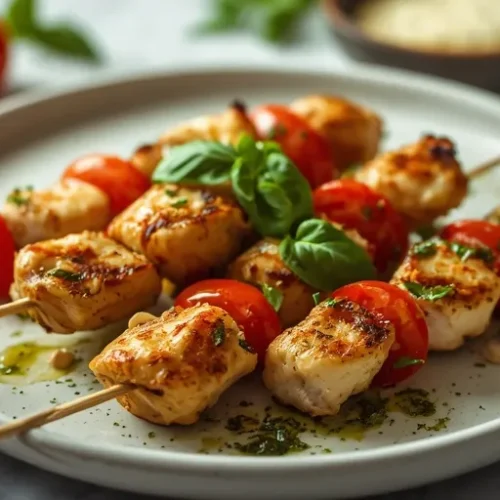 Pesto Chicken Tomato Skewers recipe