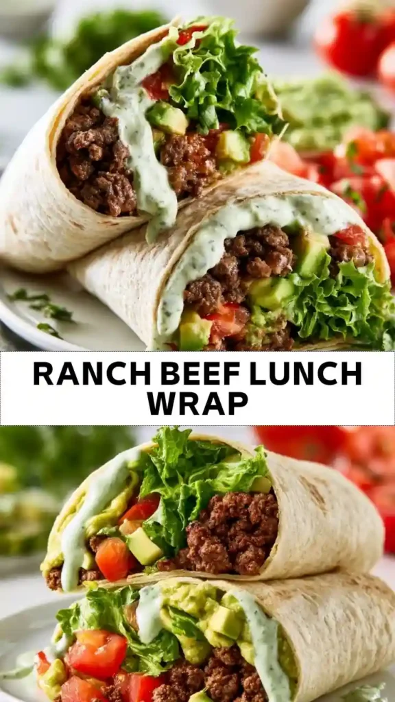 Creamy Ranch Beef Wrap with Fresh Avocado Ranch Beef Lunch Wrap with Avocado and Creamy Herb Dressing