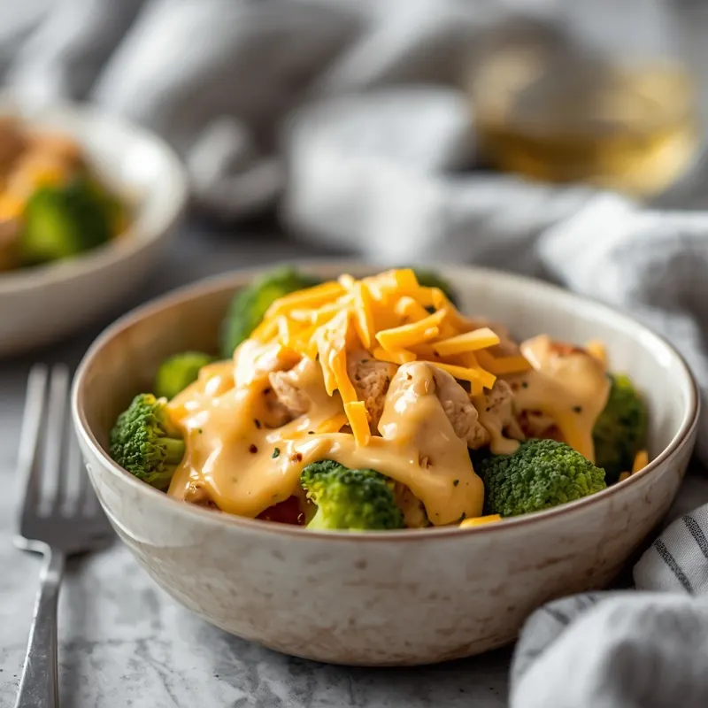 Ranch Chicken Broccoli Cheddar Bowl With Melted Cheddar