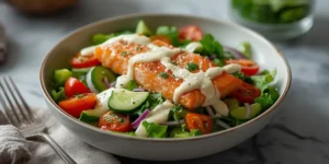 Ranch Salmon Salad Bowl With Cold Salmon Flakes