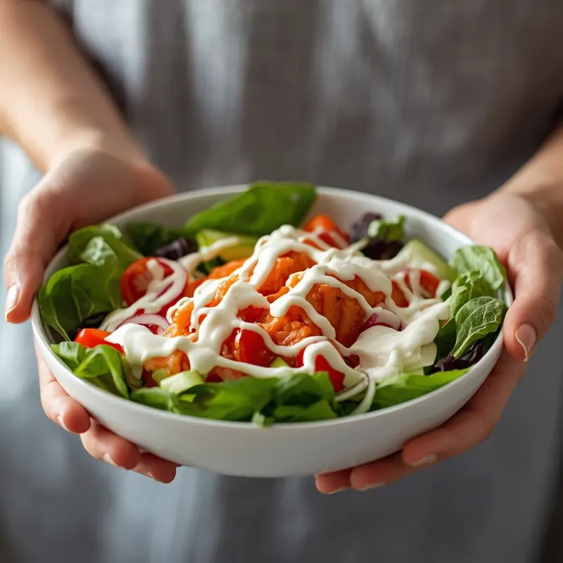 Ranch Salmon Salad Bowl With Cold Salmon Flakes