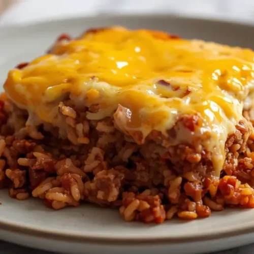 Red Chile Beef Rice Bake recipe