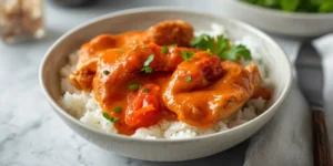 Creamy Roasted Red Pepper Chicken Rice Bowl