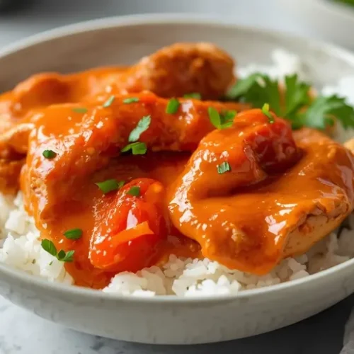 Roasted Red Pepper Chicken Rice Bowl recipe
