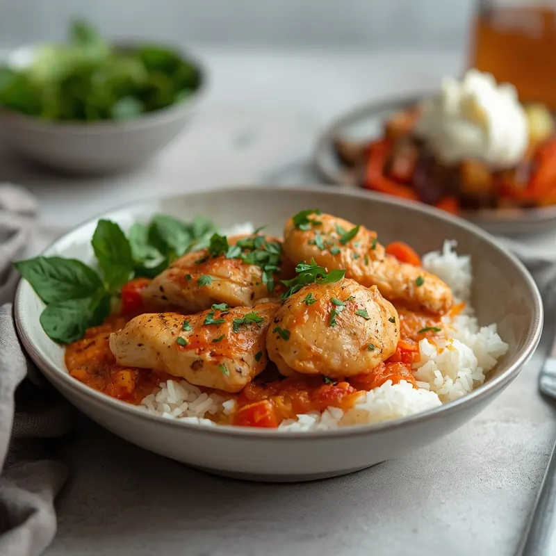 Creamy Roasted Red Pepper Chicken Rice Bowl Creamy Roasted Red Pepper Chicken Rice Bowl